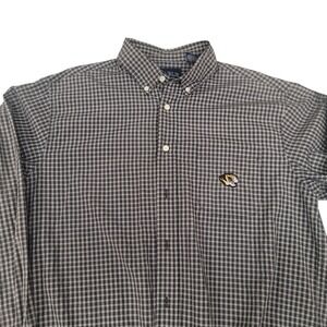 Crable Since 1989 Mens Button‎ Down Shirt Gingham Check Mizzou Patch
